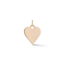 DORA 18K ROSE GOLD HEART CHARM WITH BURNISHED ROUND BRILLIANT CUT DIAMOND