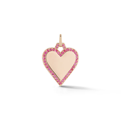 DORA 18K ROSE GOLD WITH PINK SAPPHIRE EDGE HEART CHARM