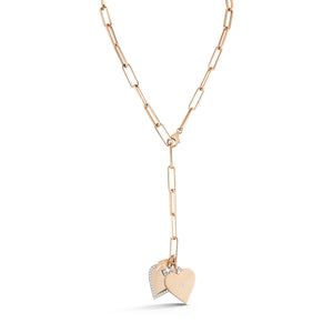 18K GOLD AND DIAMOND HEART CHARM NECKLACE