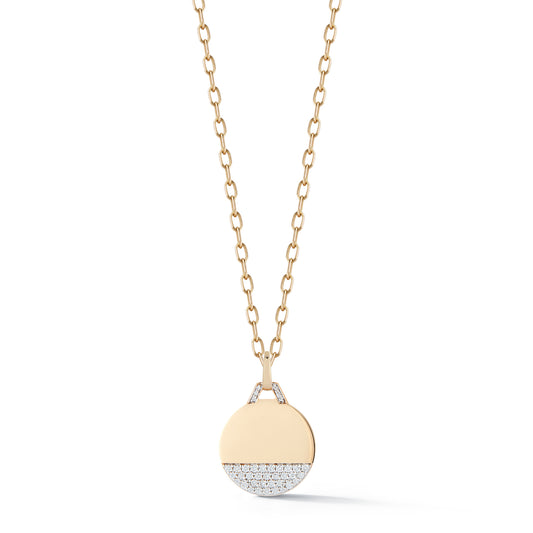 DORA 18K GOLD AND 1/3 DIAMOND BOTTOM DISC CHARM