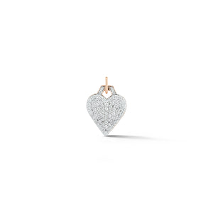 18K GOLD AND ALL DIAMOND HEART CHARM NECKLACE