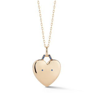 DORA 18K ROSE GOLD AND SAPPHIRE ENGRAVABLE HEART LOCKET