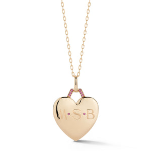 DORA 18K ROSE GOLD AND SAPPHIRE ENGRAVABLE HEART LOCKET