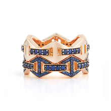 KEYNES 18K SIGNATURE SAPPHIRE BAR HEXAGON STACKABLE RING
