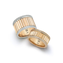 CLIVE 18K GOLD & DIAMOND 10MM FLUTED BAND RING