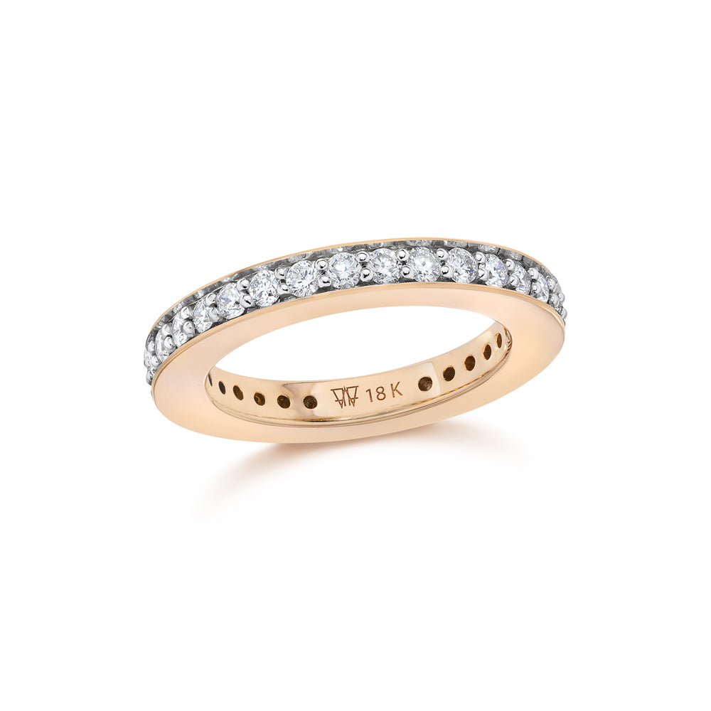GRANT 18K ROSE GOLD 3MM DIAMOND CUBED BAND RING