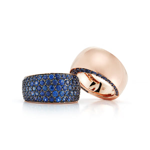 LYTTON 18K ROSE GOLD ALL PAVE BLUE SAPPHIRE BOMBE RING