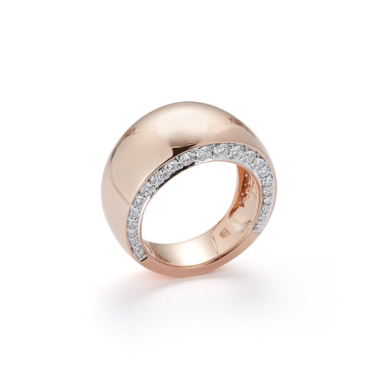 LYTTON 18K GOLD BOMBE RING WITH DIAMOND EDGES