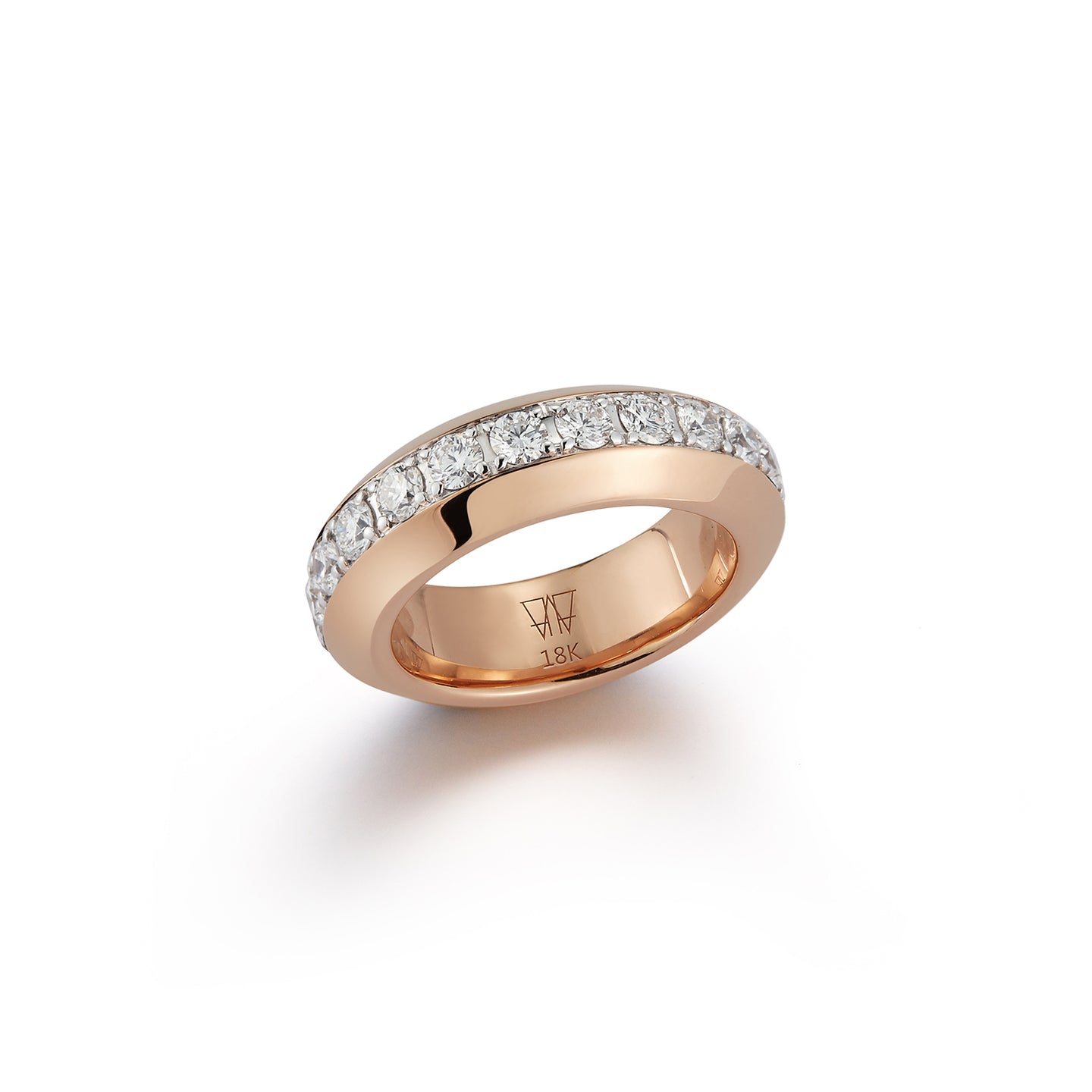 GRANT 18K ROSE GOLD AND WHITE ANGLED BAND RING