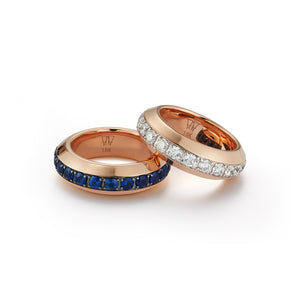 GRANT 18K ROSE GOLD AND BLUE SAPPHIRE ANGLED BAND RING