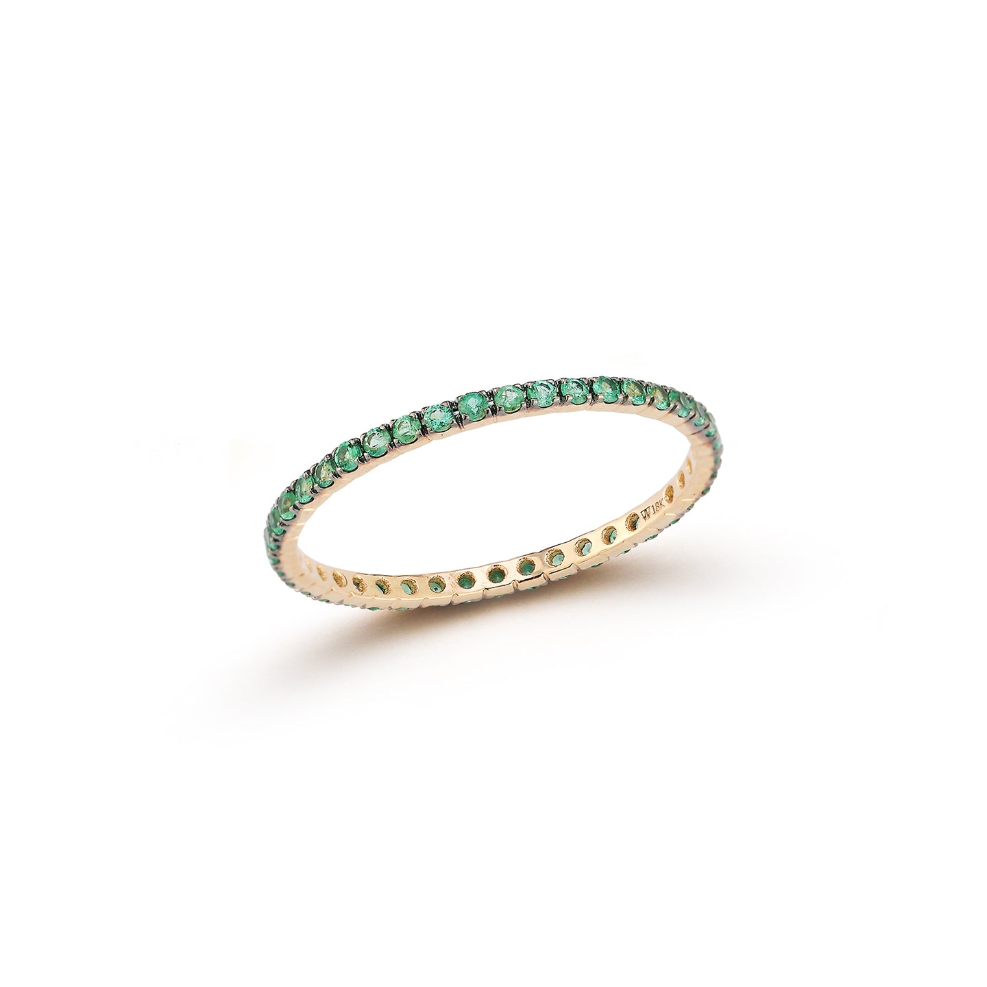 WF CLASSIC 18K GOLD AND GREEN EMERALD ETERNITY BAND RING