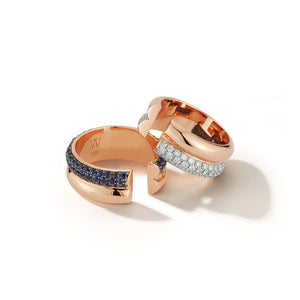 THOBY 18K ROSE GOLD AND BLUE SAPPHIRE 2 ROW TUBULAR RING