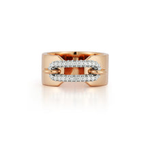 MORRELL 18K ROSE GOLD AND DIAMOND ELONGATED OVAL LINK CUFF RING