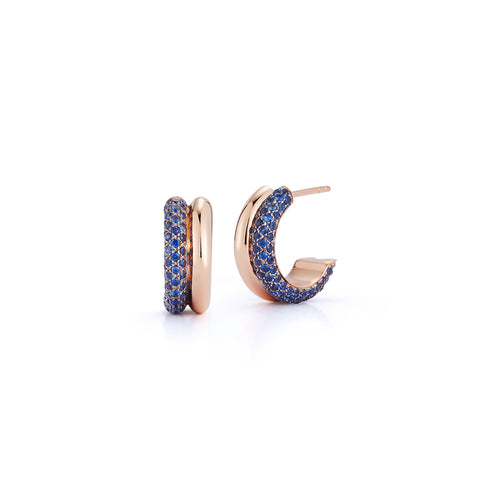 THOBY 18K ROSE GOLD AND BLUE SAPPHIRE TUBULAR HUGGIES