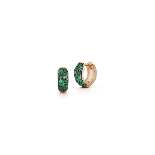 JULIAN 18K GOLD AND GREEN EMERALD HUGGIES