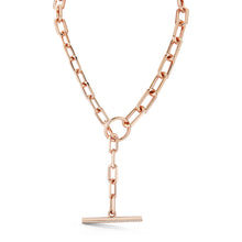 SAXON 18K ROSE GOLD AND DIAMOND GRADUATED LINK CHAIN TOGGLE NECKLACE